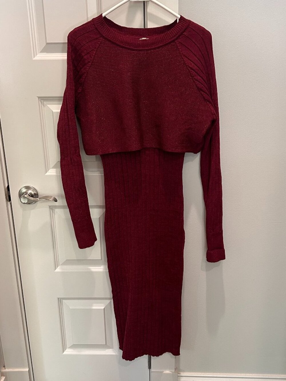 A Peach Burgundy Sweater Dress